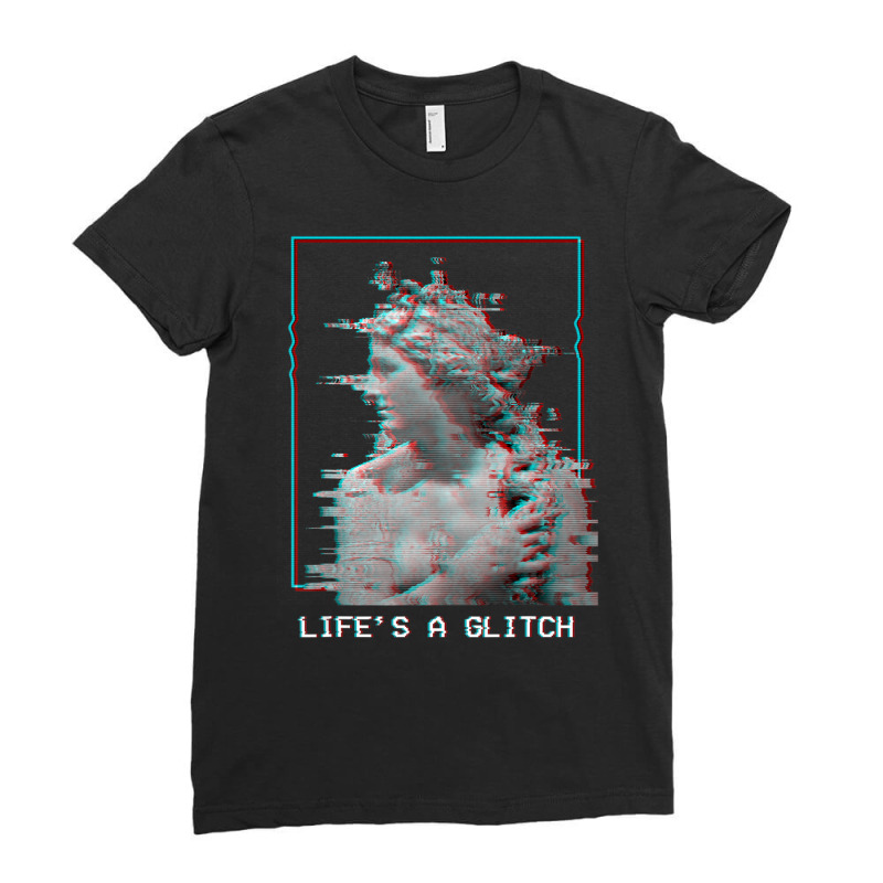 Limited Edition Life's A Glitch Vaporwave 80s 90s Aesthetic Greek Stat Ladies Fitted T-Shirt by haodinhvan1 | Artistshot