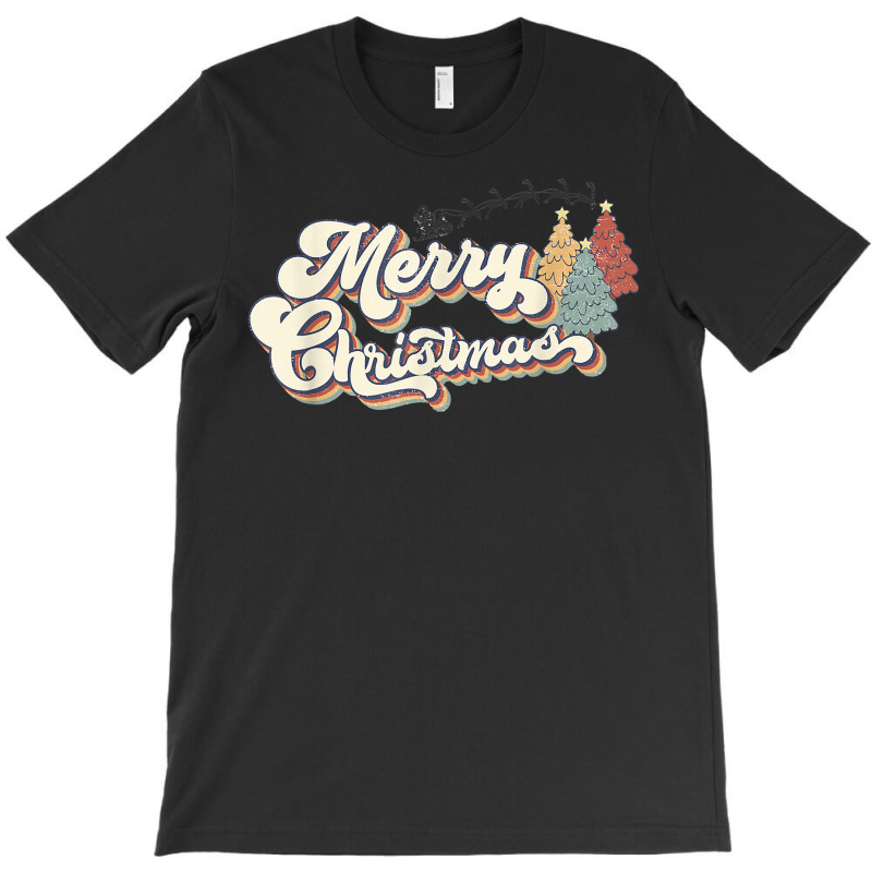 Retro Merry Christmas Tree Santa's Sleigh Christmas Holiday T Shirt T-shirt | Artistshot