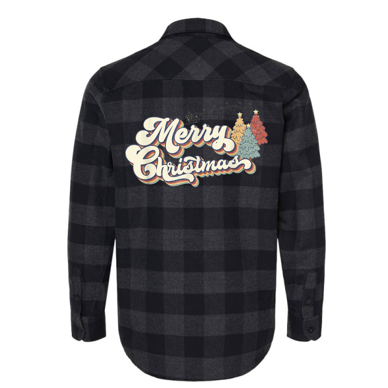 Retro Merry Christmas Tree Santa's Sleigh Christmas Holiday T Shirt Flannel Shirt | Artistshot