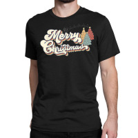 Retro Merry Christmas Tree Santa's Sleigh Christmas Holiday T Shirt Classic T-shirt | Artistshot