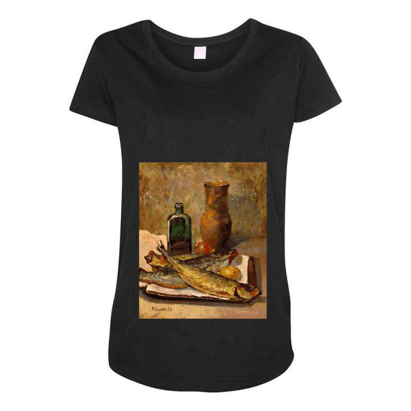 Still Life With Fish. Original Impressionism Realism Oil Painting 1 Maternity Scoop Neck T-shirt by AmandaGoodrich | Artistshot