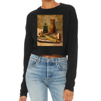 Still Life With Fish. Original Impressionism Realism Oil Painting 1 Cropped Sweater | Artistshot