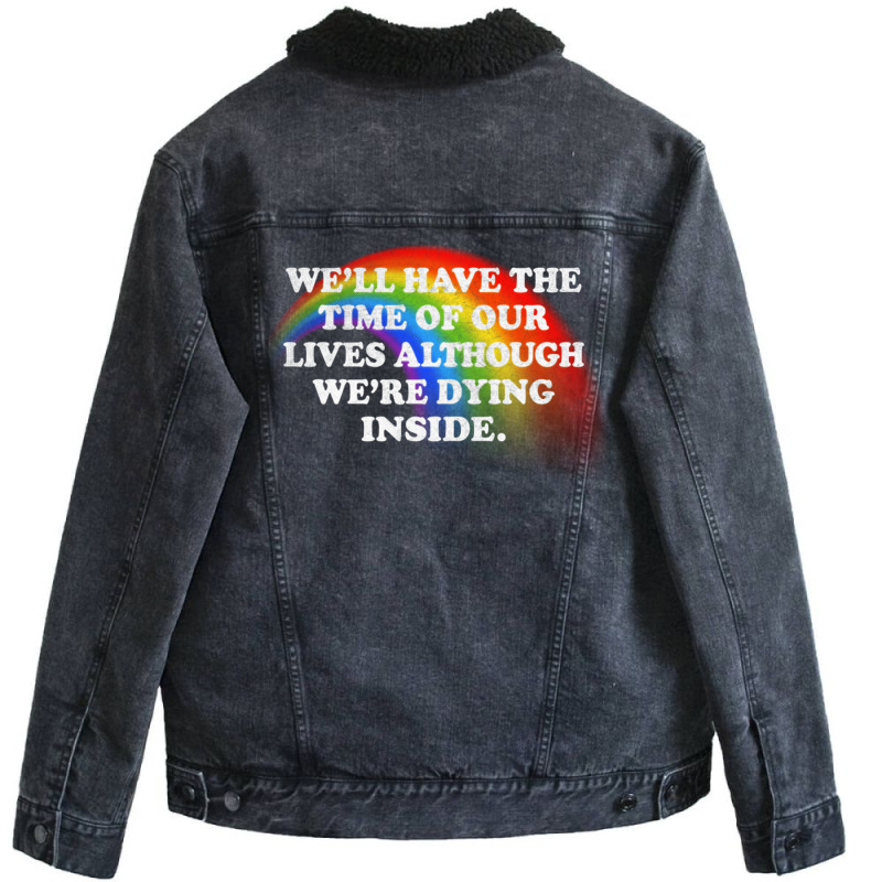 Dying Inside Nihilism Typography Design Unisex Sherpa-Lined Denim Jacket by ErnestGallon | Artistshot