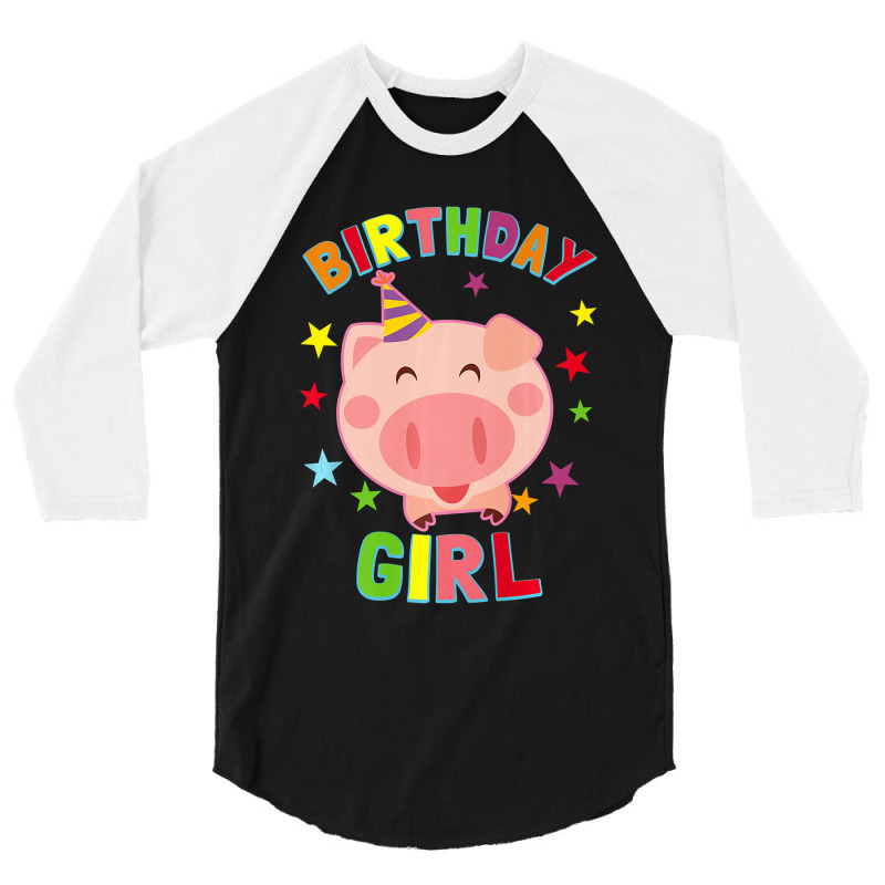 Girl Birthday Pig Bday Party Kids Gift For Girls Cute Piggy Premium 3/4 Sleeve Shirt | Artistshot