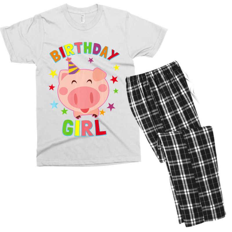 Girl Birthday Pig Bday Party Kids Gift For Girls Cute Piggy Premium Men's T-shirt Pajama Set | Artistshot