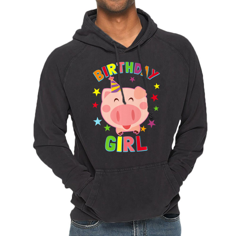 Girl Birthday Pig Bday Party Kids Gift For Girls Cute Piggy Premium Vintage Hoodie | Artistshot