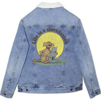 Life Is A Simulation Faded Style Nihilist Design Unisex Sherpa-lined Denim Jacket | Artistshot