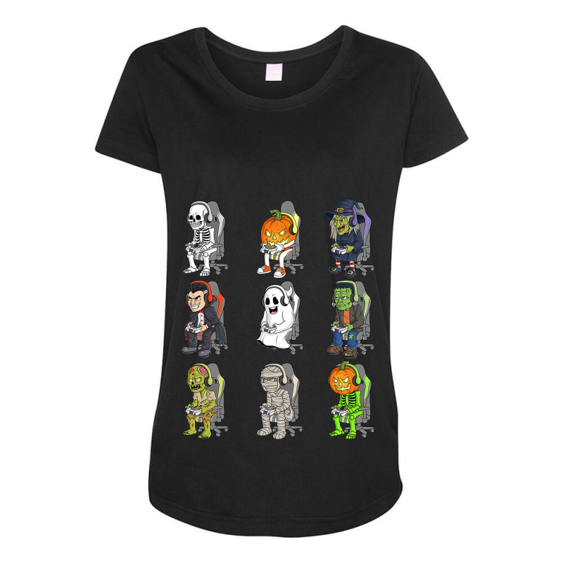 Gaming Halloween Skeleton Vampire Gamer Zombie Boys Kids Maternity Scoop Neck T-shirt | Artistshot