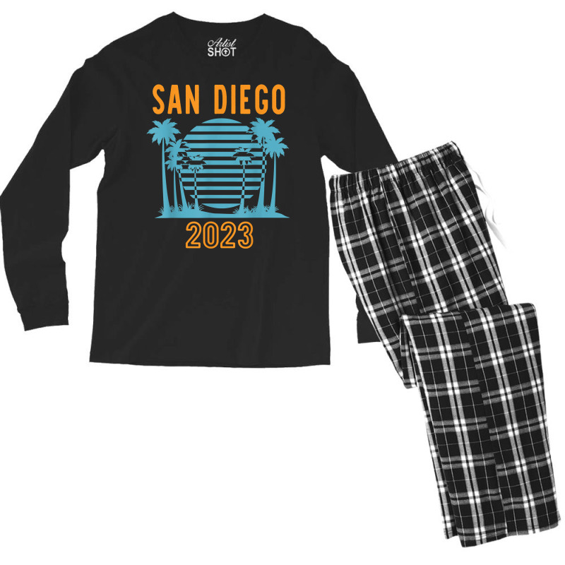 San Diego 2023 Family Vacation Cool Palm Tree T Shirt Men's Long Sleeve Pajama Set | Artistshot