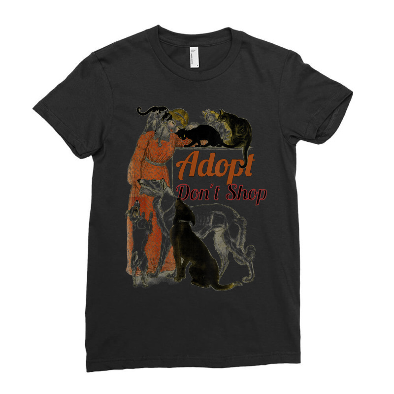 Hot Trend Don't Shop Adopt. Dog, Cat, Rescue Animal Rights Ladies Fitted T-Shirt by michealyoungerlk01 | Artistshot