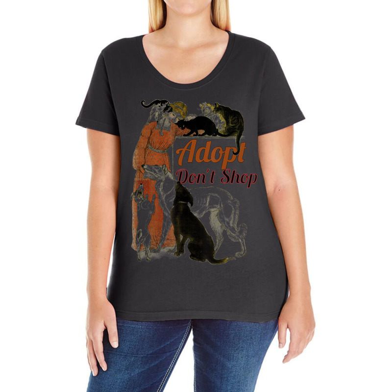 Hot Trend Don't Shop Adopt. Dog, Cat, Rescue Animal Rights Ladies Curvy T-Shirt by michealyoungerlk01 | Artistshot