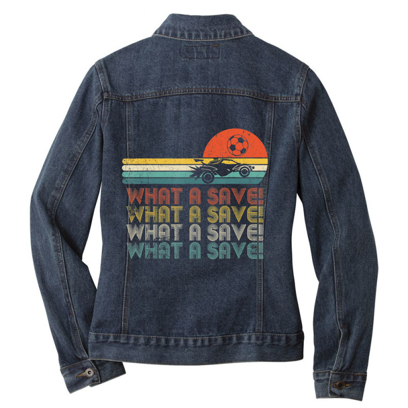 Limited Edition What A Save Vintage Retro Rocket Soccer Car Ladies Denim Jacket by femalesbaubles | Artistshot