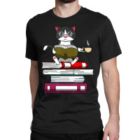 Trending Kitty Reading Books Cat And Coffee Classic T-shirt | Artistshot