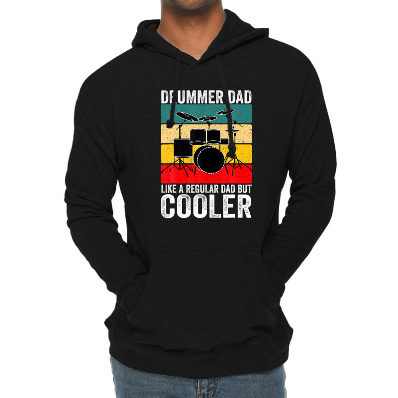 Mens Vintage Drummer Dad Like A Regular Dad For Parents' Day Lightweight Hoodie | Artistshot