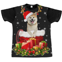 Trending Akita Inu Reindeer Santa Christmas Cute Dog Appearal Graphic T-shirt | Artistshot