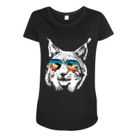 Trending Lynx S With Glasses Sunglasses Retro Style Maternity Scoop Neck T-shirt | Artistshot