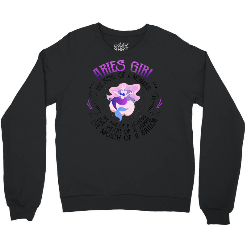 Trending Mermaid Aries Girl Fire Of Lioness Zodiac Birthday Crewneck Sweatshirt | Artistshot