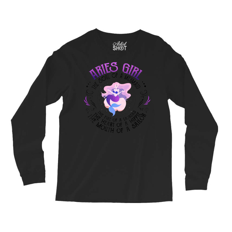 Trending Mermaid Aries Girl Fire Of Lioness Zodiac Birthday Long Sleeve Shirts | Artistshot