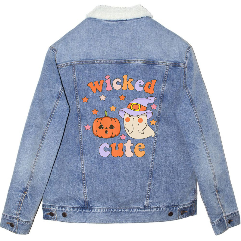 Wicked Cute Halloween For Women Men Kids Funny Ghost Pumpkin Unisex Sherpa-lined Denim Jacket | Artistshot