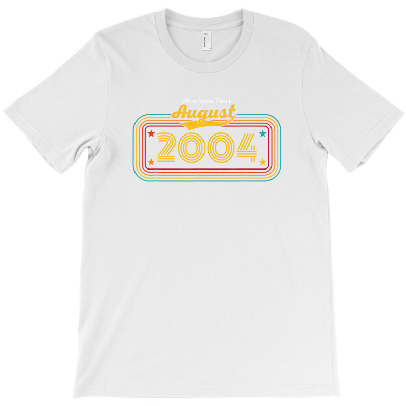 18th Birthday Vintage Awesome Since August 2004 T-shirt | Artistshot