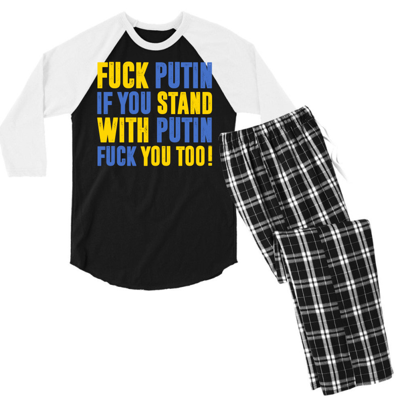 Fuck Putin If You Stand With Putin Fuck You Too Men's 3/4 Sleeve Pajama Set by Ampun DJ | Artistshot