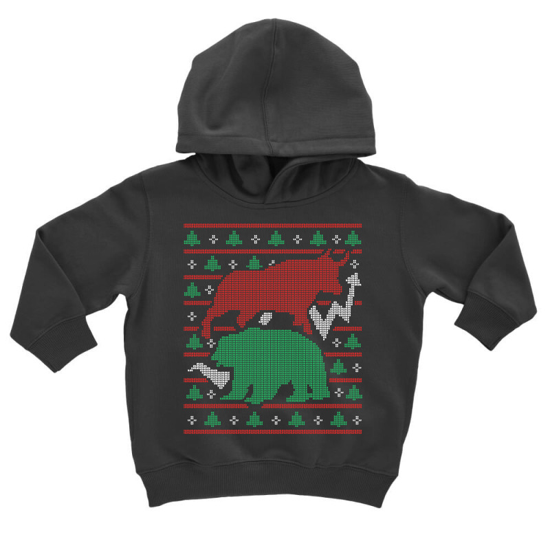 Bull And Bear Christmas Stock Market Investor Ugly Sweater Sweatshirt Toddler Hoodie by mehen | Artistshot