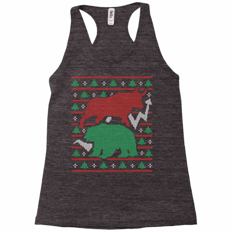 Bull And Bear Christmas Stock Market Investor Ugly Sweater Sweatshirt Racerback Tank by mehen | Artistshot