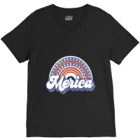 Hot Trend Merica Usa Rainbow America Retro Men Women V-neck Tee | Artistshot