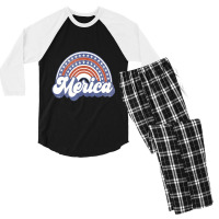 Hot Trend Merica Usa Rainbow America Retro Men Women Men's 3/4 Sleeve Pajama Set | Artistshot