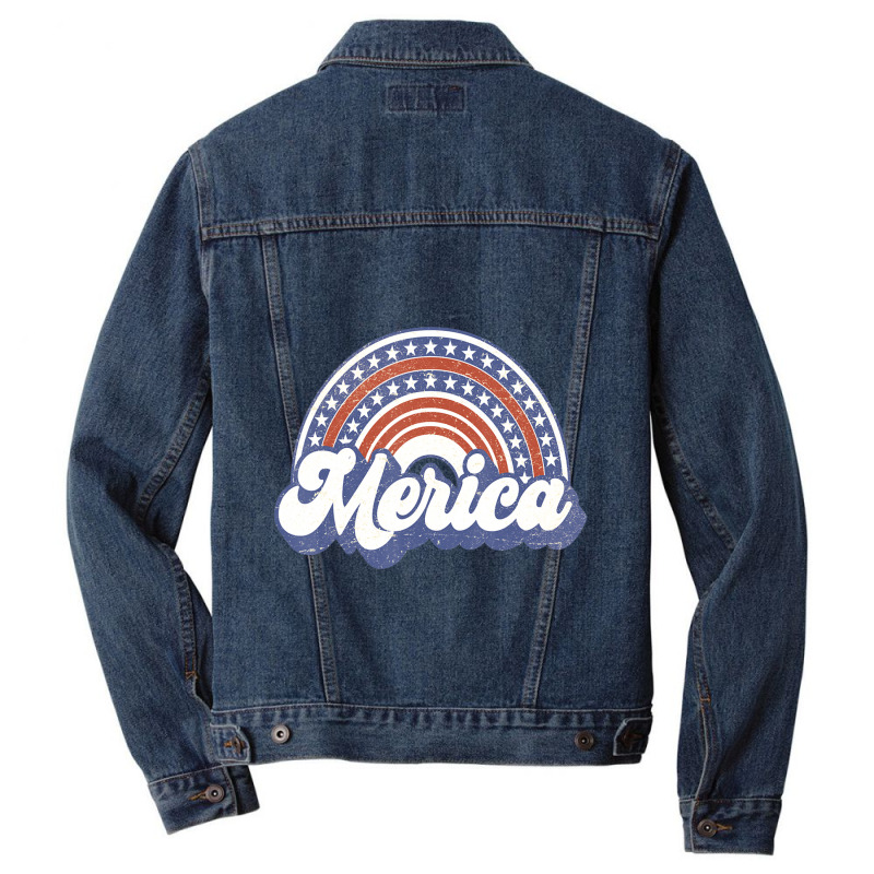 Hot Trend Merica Usa Rainbow America Retro Men Women Men Denim Jacket by degreesgunner | Artistshot