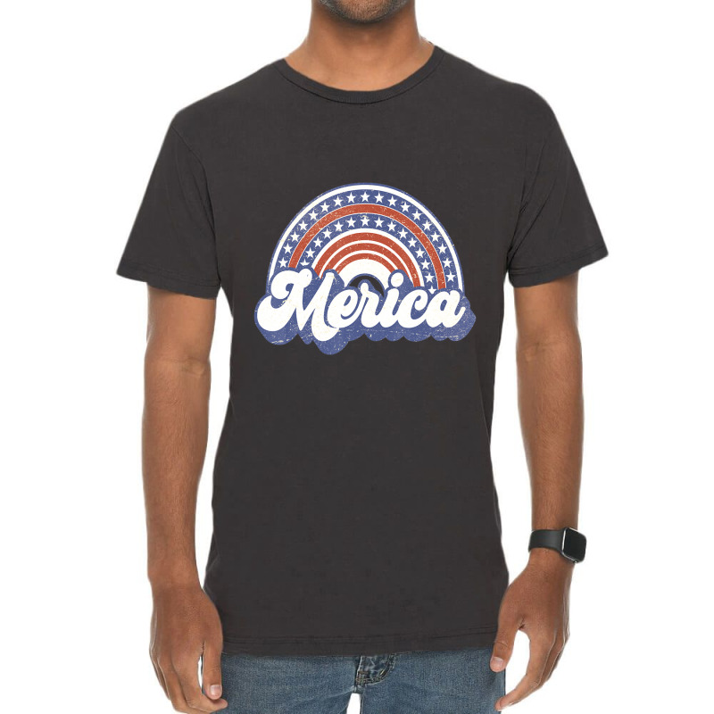 Hot Trend Merica Usa Rainbow America Retro Men Women Vintage T-Shirt by degreesgunner | Artistshot