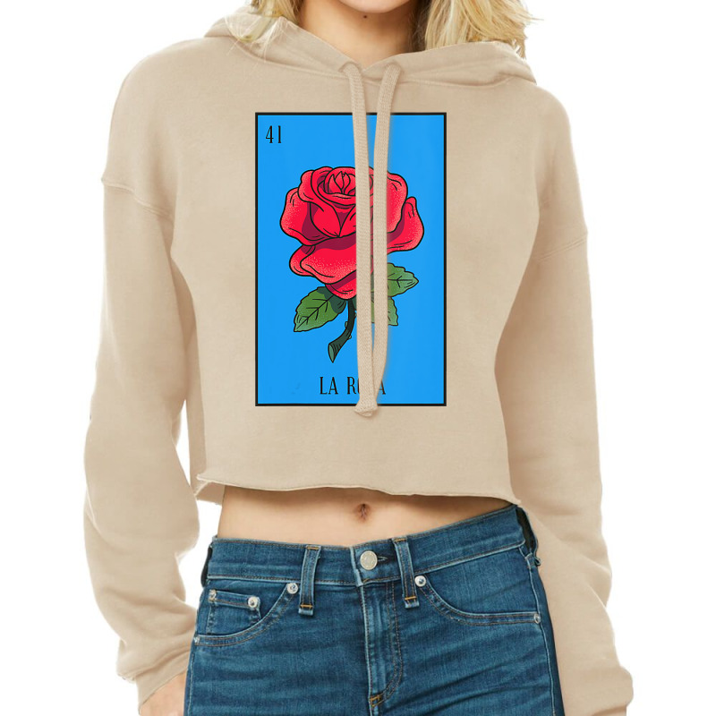 Womens Mexican Lottery La Rosa Rose Game Of Mexico Latino Design Vneck Cropped Hoodie by HayleyArtist | Artistshot