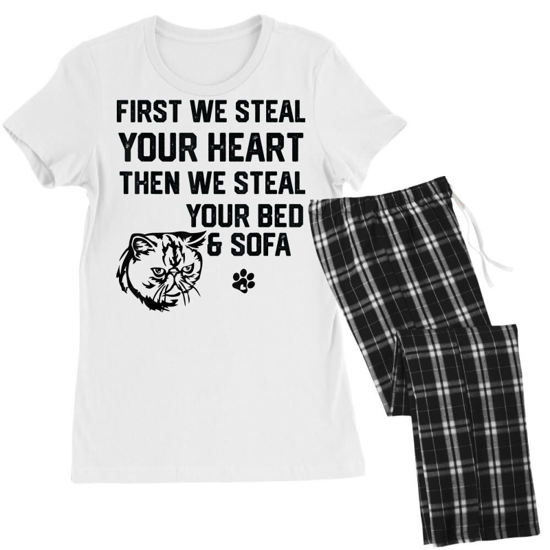 Exotic Shorthair Cat Steal Your Heart Steal Your Bed Sofa T Shirt Women's Pajamas Set by tawny4okburd | Artistshot