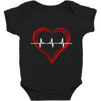 Ekg Heartbeat Love Cardiogram  Hollow Ecg Heart Baby Bodysuit | Artistshot