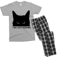 Funny Cat Just Peeping Men's T-shirt Pajama Set | Artistshot