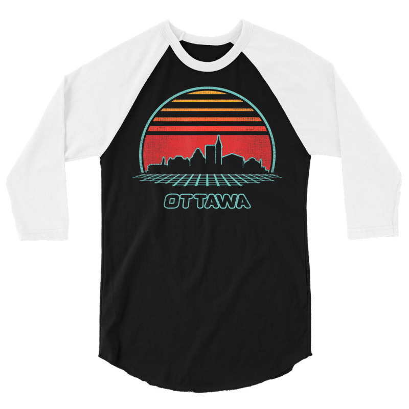 Trending Ottawa Retro City Skyline 80s Style Souvenir 3/4 Sleeve Shirt | Artistshot