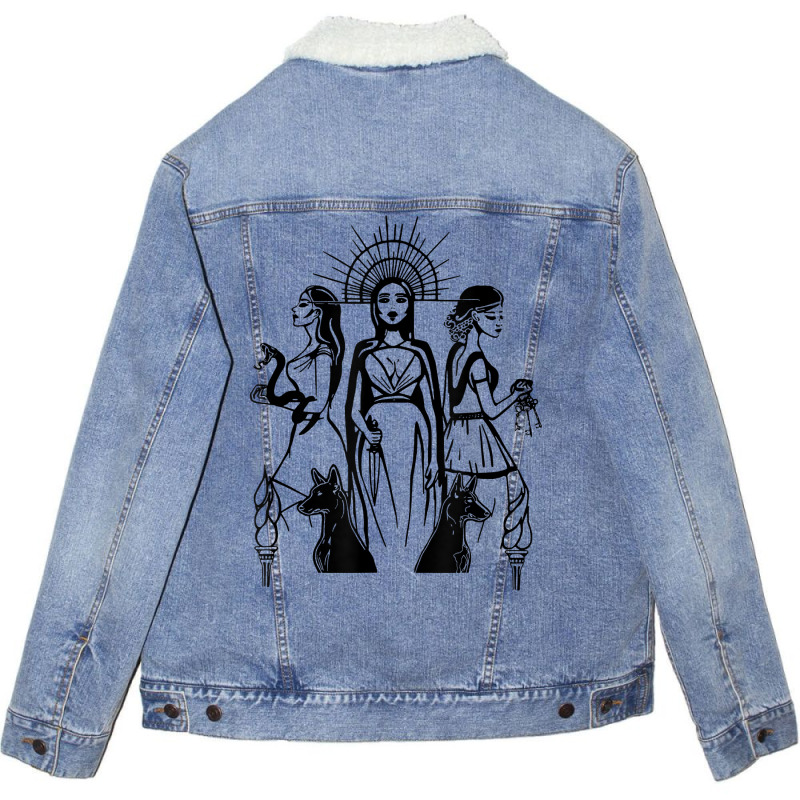 Hecate Triple Moon Goddess Wiccan Wicca Pagan Witch T Shirt Unisex Sherpa-Lined Denim Jacket by jessamynb4pru | Artistshot