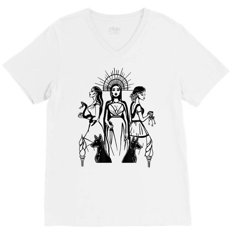 Hecate Triple Moon Goddess Wiccan Wicca Pagan Witch T Shirt V-Neck Tee by jessamynb4pru | Artistshot