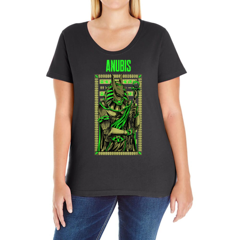 Green Graphic Anubis Typical God Figure T Shirt Ladies Curvy T-Shirt by katheleenweb0 | Artistshot