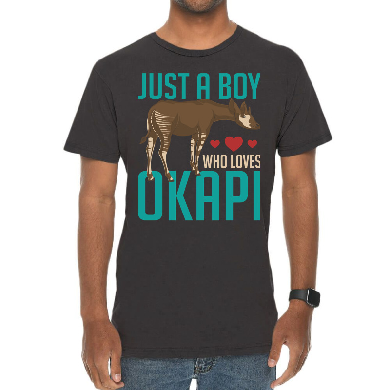 Trending Zoo Animal Africa Just A Boy Who Loves Okapi Vintage T-Shirt by Ledford Leslie | Artistshot