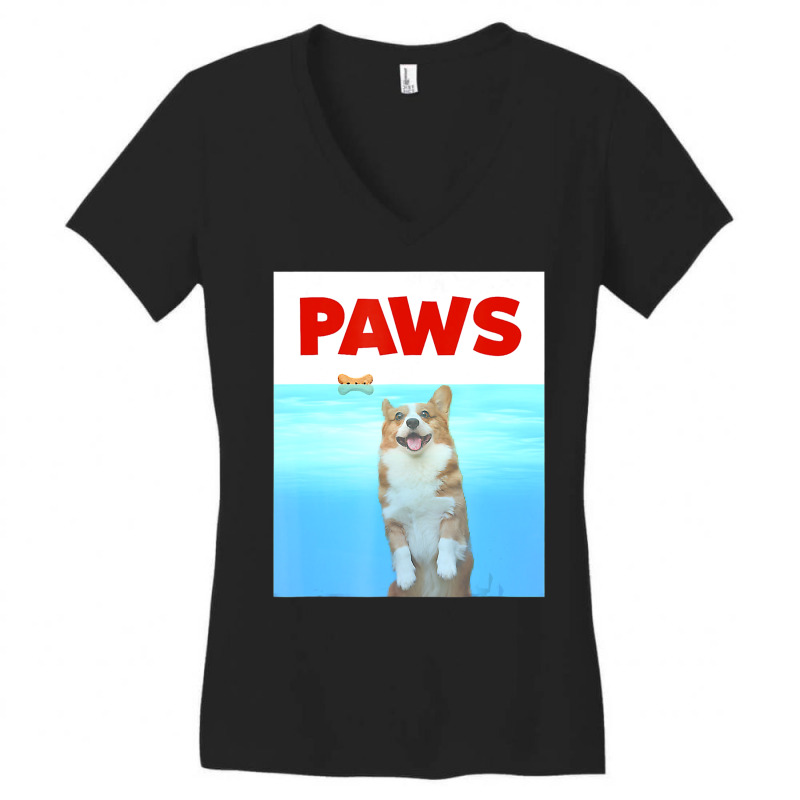 Hot Trend Paws Dog Parody 80s Corgi Shark Dog Women's V-Neck T-Shirt by haodinhvan1 | Artistshot