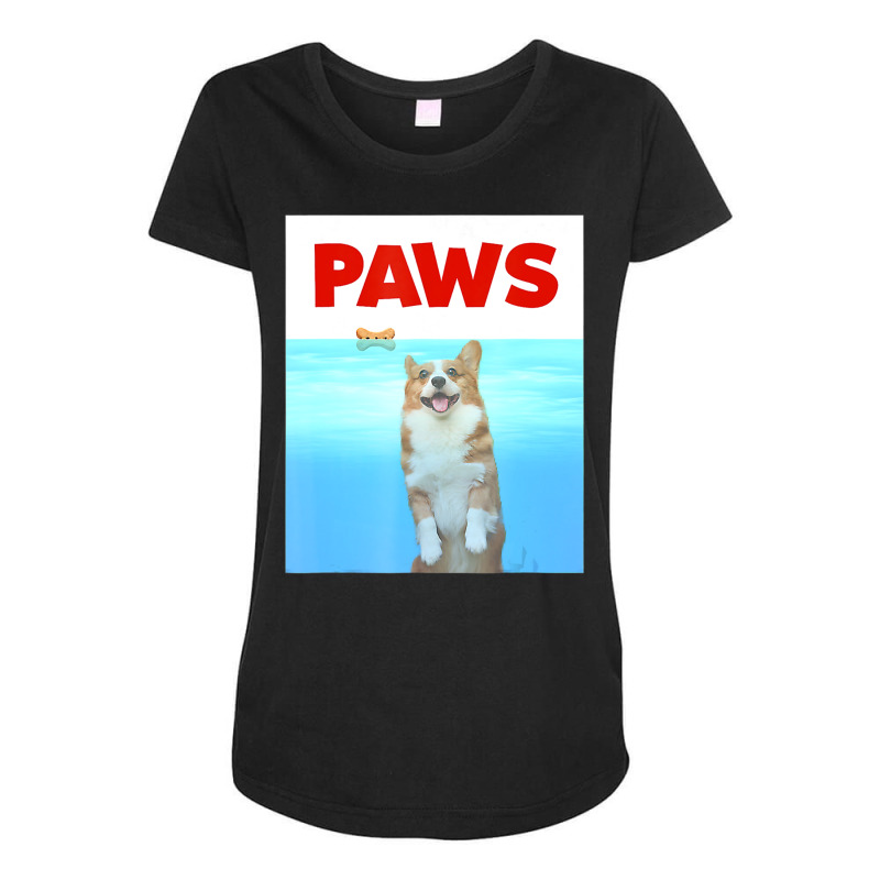 Hot Trend Paws Dog Parody 80s Corgi Shark Dog Maternity Scoop Neck T-shirt by haodinhvan1 | Artistshot