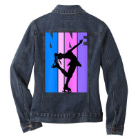 Girls Retro 9th Birthday Ice Skating Birthday Figure Dancer T Shirt Ladies Denim Jacket | Artistshot