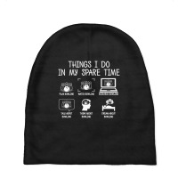 Trending Bowling Things I Do In My Spare Time Bowler Bowl Baby Beanies | Artistshot