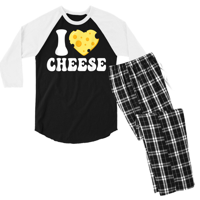 I Love Cheese   Heart Design Parmesan Cheddar Dairy Lover T Shirt Men's 3/4 Sleeve Pajama Set | Artistshot