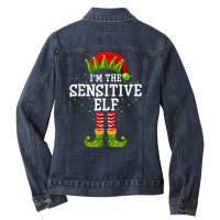 I'm The Sensitive Elf Matching Family Christmas Pajamas T Shirt Ladies Denim Jacket | Artistshot