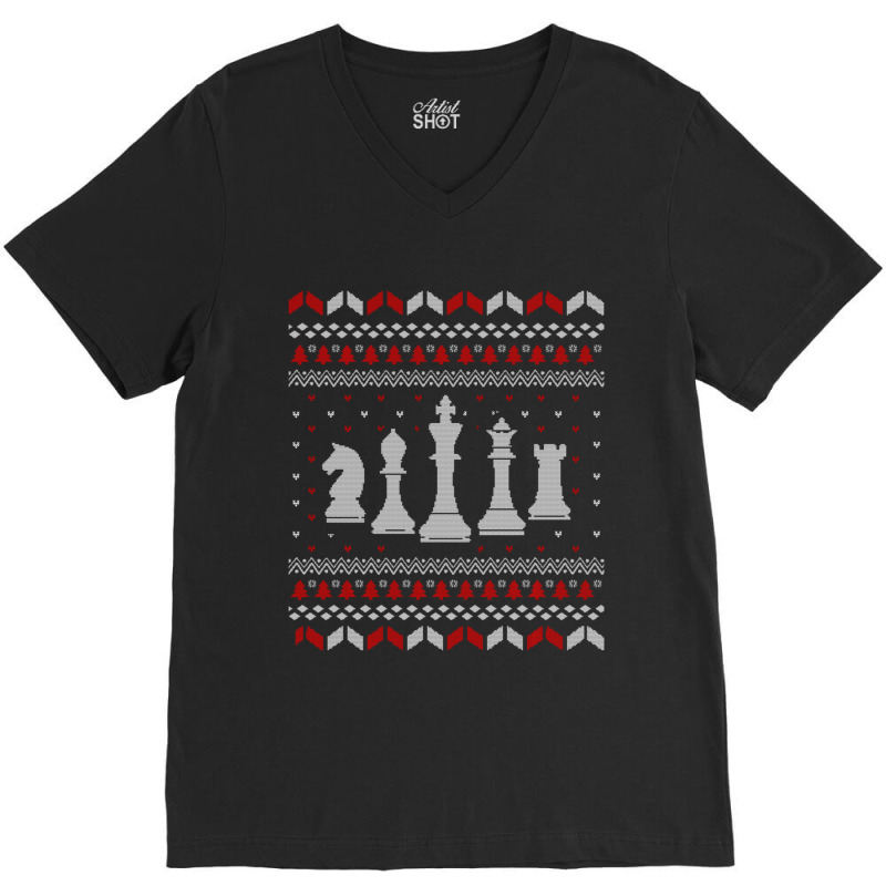 Hot Trend Chess Ugly Xmas For A Chess Player V-Neck Tee by Pannell Quintero | Artistshot