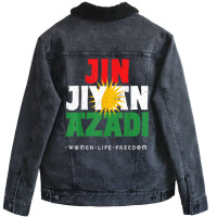 Kurdish Flag, Jin Jiyan Azadi, Kurdish Women, Free Kurdistan T Shirt Unisex Sherpa-lined Denim Jacket | Artistshot