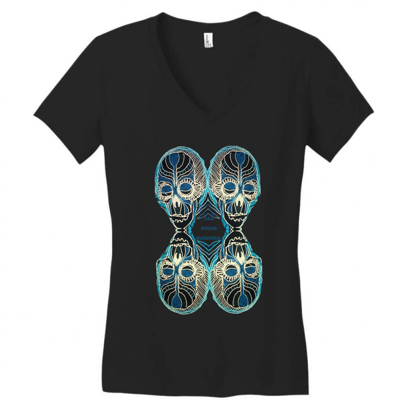 Atw. All Them Witches Black And Blue 4 Skull Women's V-Neck T-Shirt by CHRISTODERSON | Artistshot