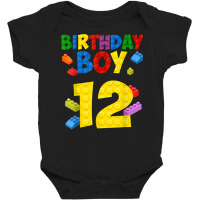 Master Builder 12 Birthday Boy 12th Year Building Bricks T Shirt Baby Bodysuit | Artistshot